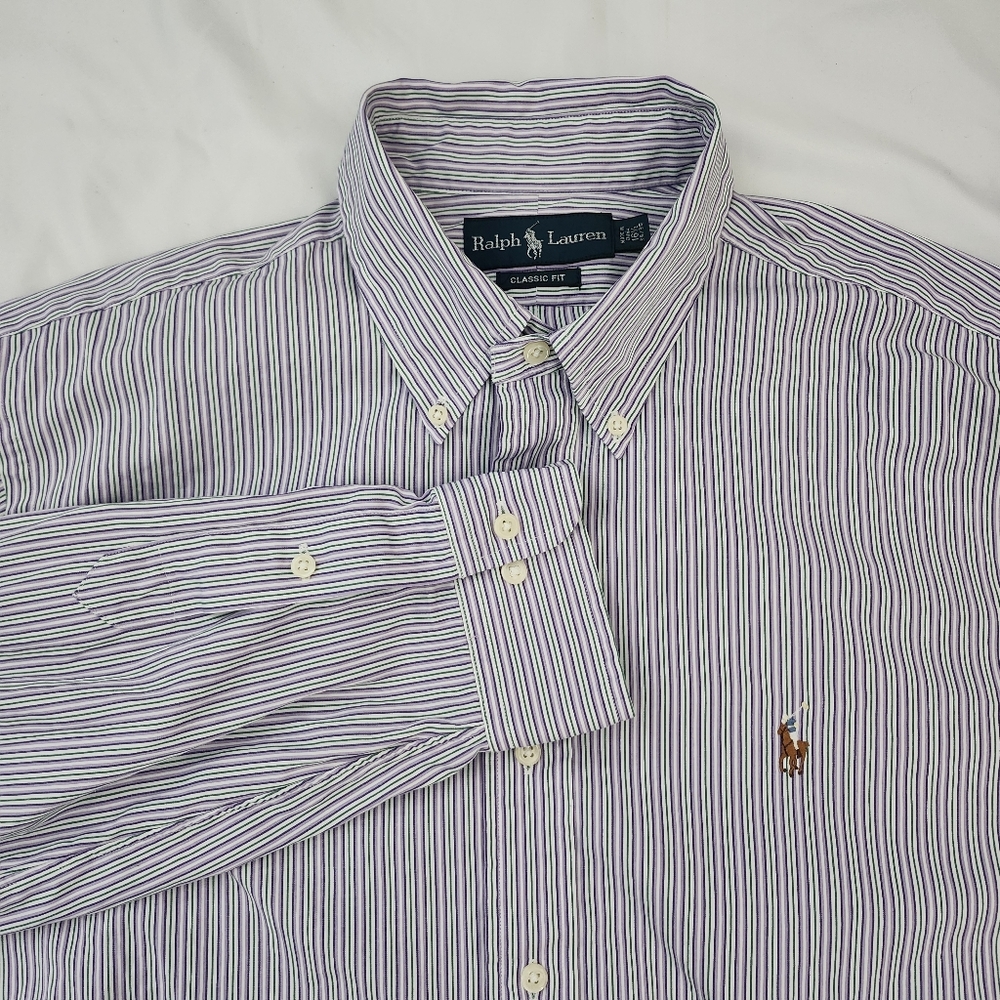 Ralph Lauren Men's Striped Shirt Button Down Shirt Classic Fit Multicolor 16.5